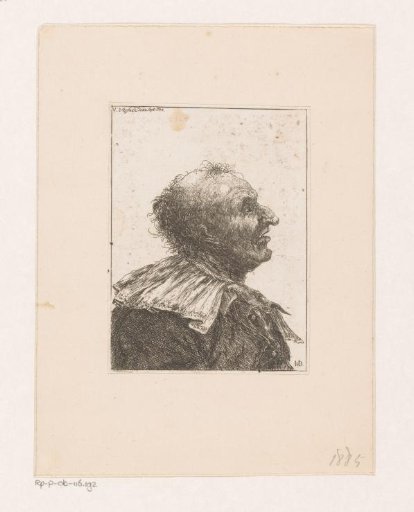 Bust of an old man with a large collar and a hooked nose