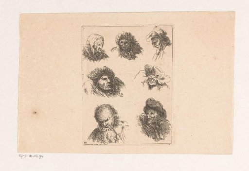 Seven heads of men and an old woman