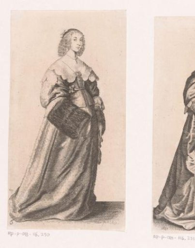 English lady of quality with a large muff in her hand