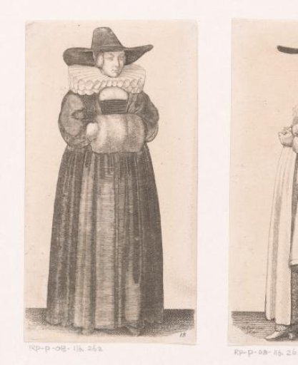 English Lady of Quality with Wide Falling Band and Muff