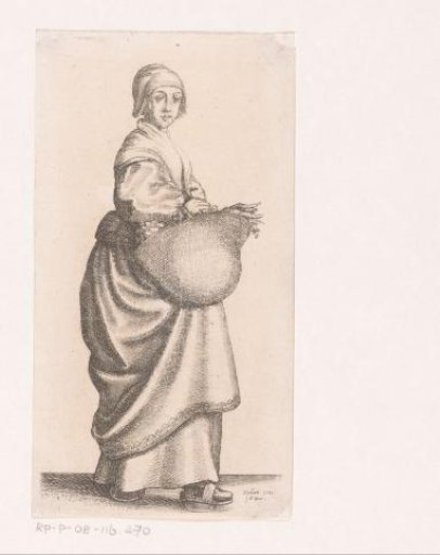 English Kitchen Maid with Basket on Arm