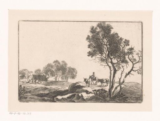 Landscape with a shepherd on horseback