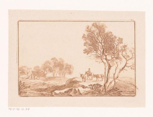 Landscape with a shepherd on horseback