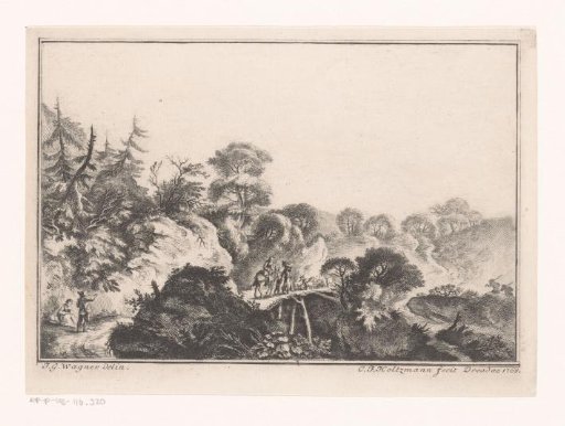 Hilly landscape with shepherds