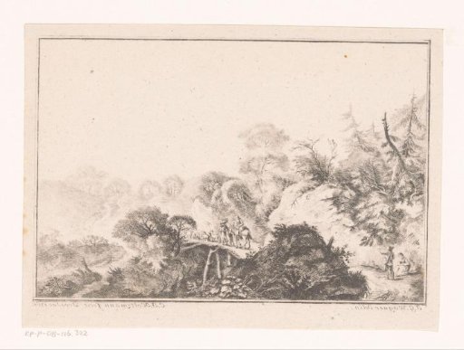 Hilly landscape with shepherds