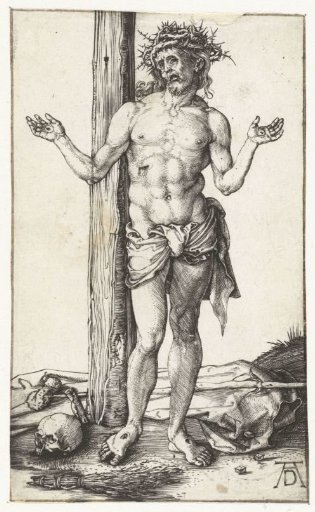 Christ as the Man of Sorrows, with uplifted hands