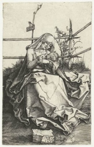 Mary with Child at the Breast by a Fence