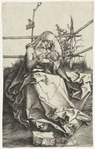 Mary with Child at the Breast by a Fence