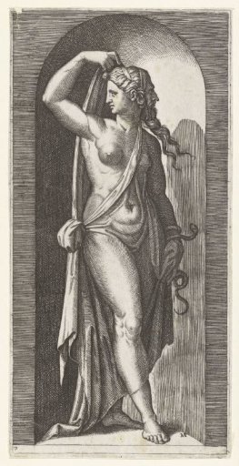 Woman as Personification of Prudence (Prudentia) with Snake and Mask