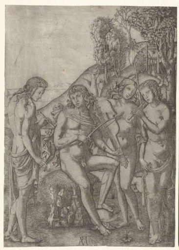 Violin Player with Three Women