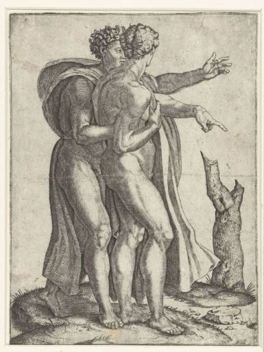 Two gesturing naked men