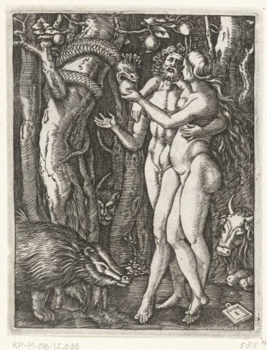 Adam and Eve at the Fall in Paradise