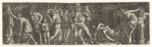 Bacchanal with Drunken Bacchus, Satyrs and Maenads