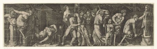 Bacchanal with Drunken Bacchus, Satyrs and Maenads