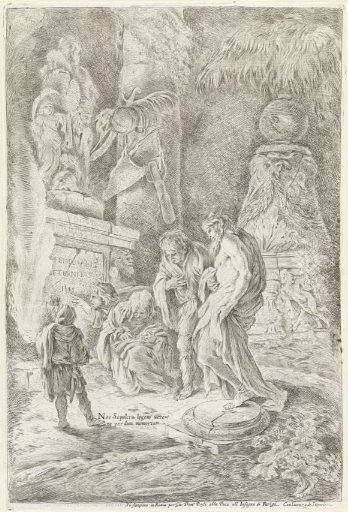Five Figures at a Tombstone