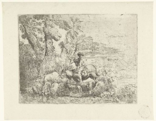 Young Shepherd on Horseback with His Flock