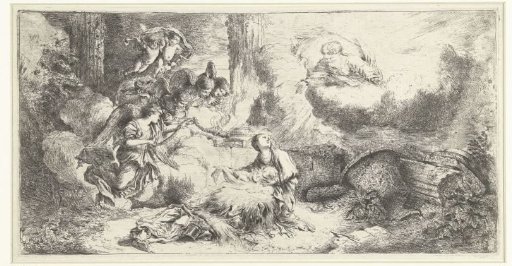 Nativity of Christ with God the Father and angels