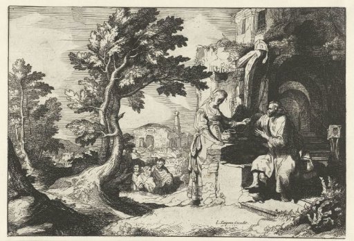 Christ and the woman of Samaria among ruins