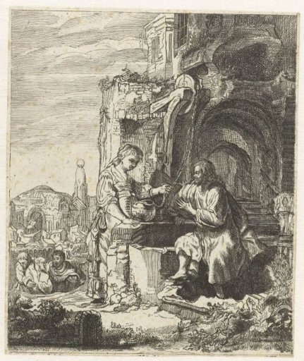 Christ and the woman of Samaria among ruins