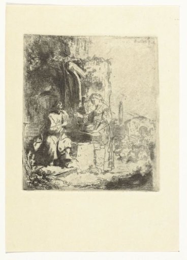 Christ and the woman of Samaria among ruins