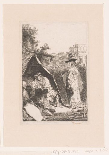 Young woman and old man with Death