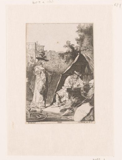 Young woman and old man with Death