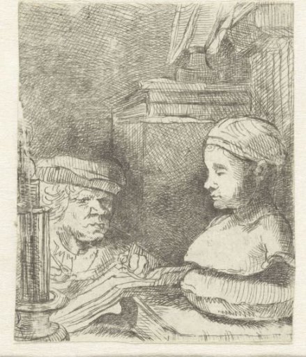 Man drawing from a cast