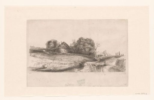 Cottages and a hay barn on the Diemerdijk with a flock of sheep