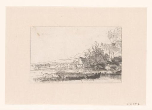 Landscape with a cow drinking