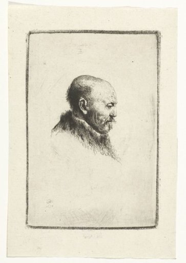 Bald headed man in profile right: the artist's father (?)