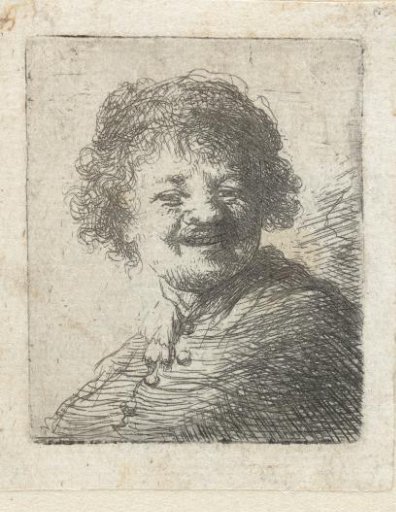 Self-portrait in a cap: laughing