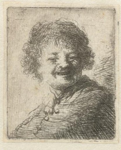 Self-portrait in a cap: laughing