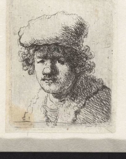 Self-portrait with cap pulled forward