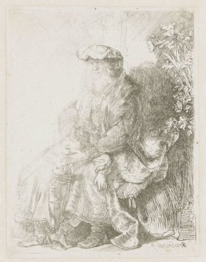 Abraham caressing Isaac