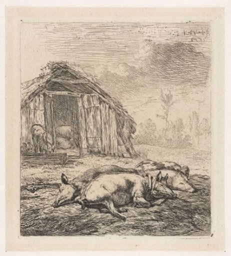 Three Pigs Before a Sty
