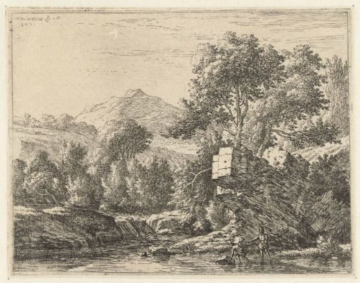 Two Men by a Stone in the Water