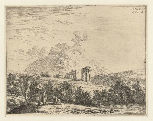 Landscape with a Ruin and Two Men with a Dog