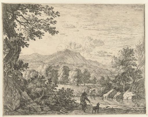 Hill Landscape with a Man and a Dog