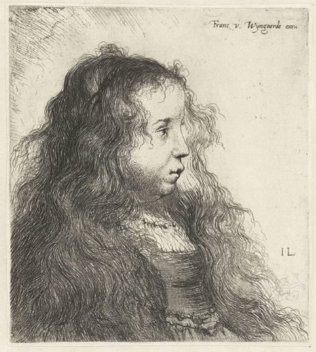 Bust of a young girl with loose hair