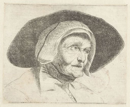 Head of an old woman with a cap