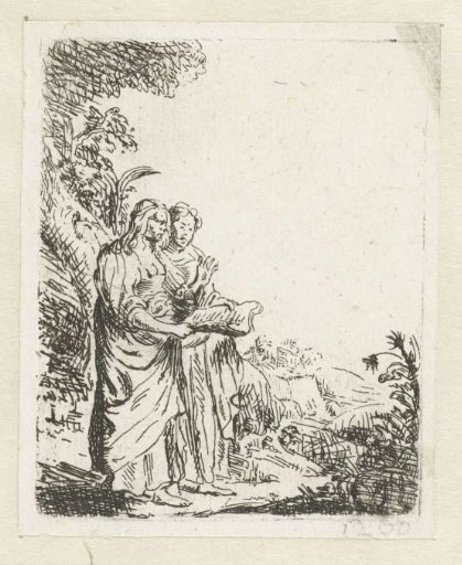 Two Women with a Book in a Landscape