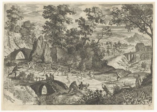 Landscape with a bear hunt