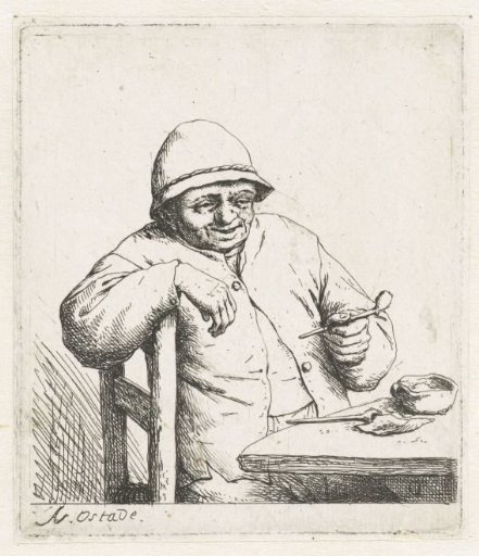 Smoking Peasant with Arm Resting on a Chair Back