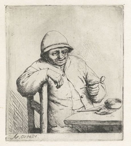 Smoking Peasant with Arm Resting on a Chair Back