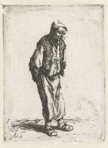 Standing peasant with hands on his back
