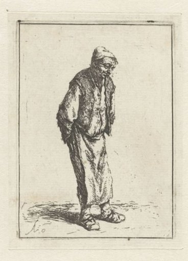 Standing peasant with hands on his back