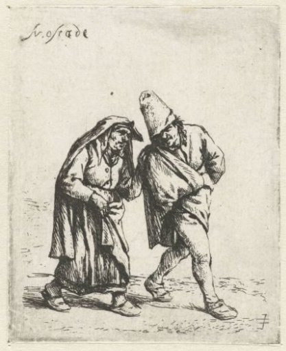 Walking peasant couple