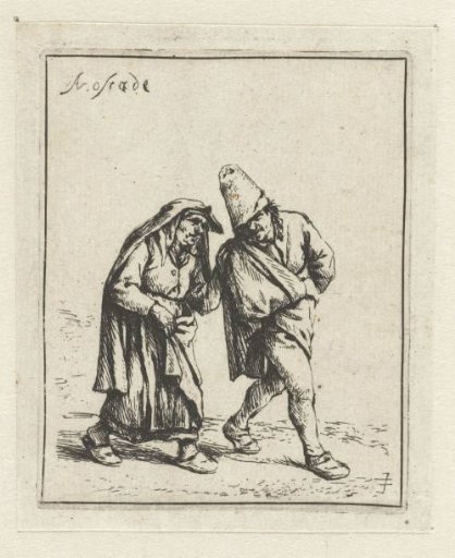 Walking peasant couple