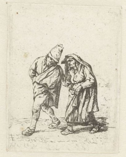Walking peasant couple