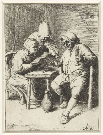 Violin Player with a Couple at a Table
